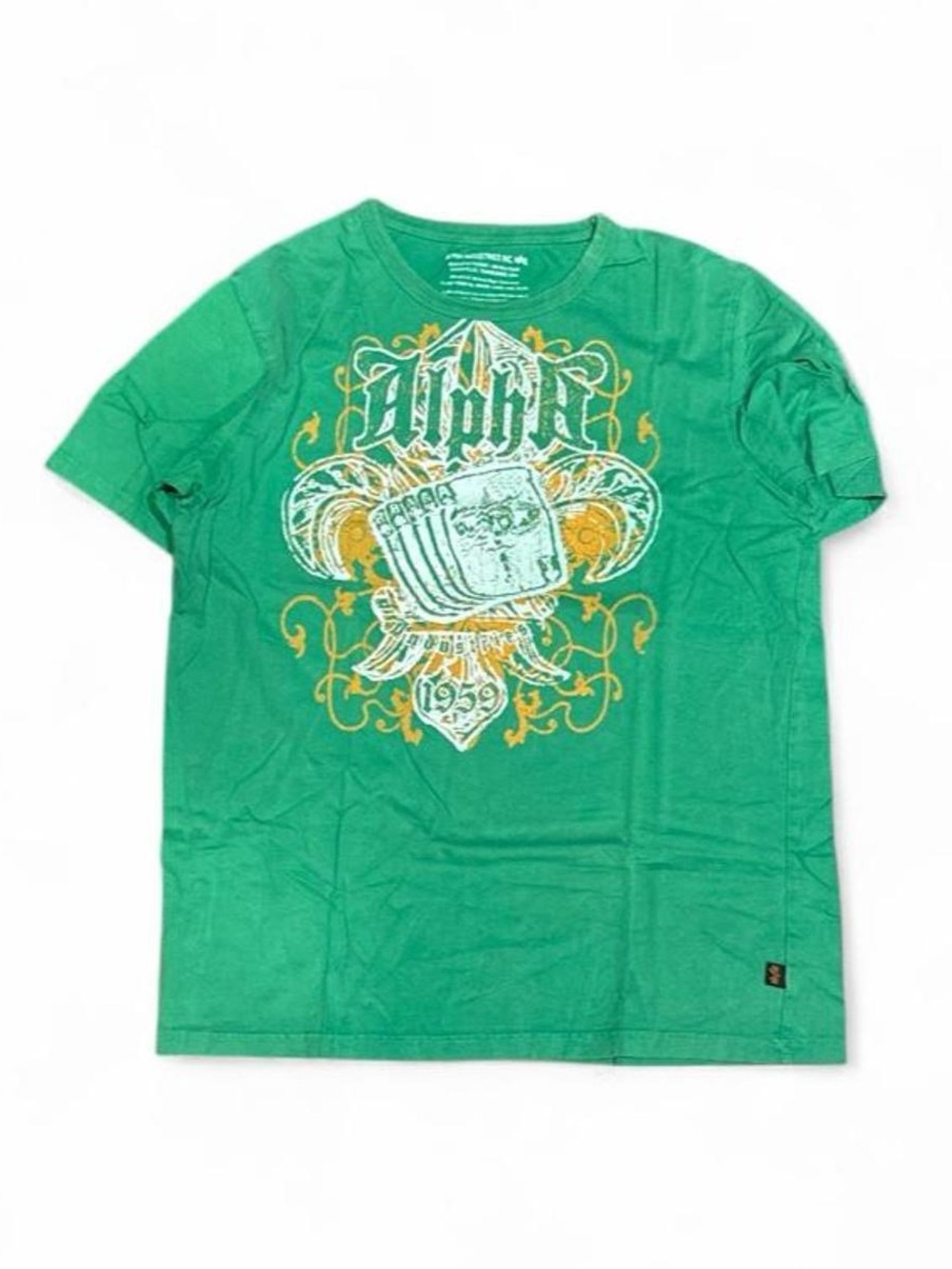 Y2K Alpha Industries Grunge Green Graphic Tee